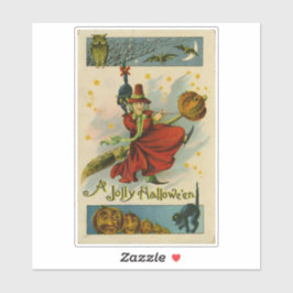 Vintage Halloween-Hexe Aufkleber