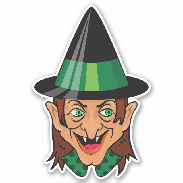 Vintage Halloween-Hexe Aufkleber (Vorderseite)