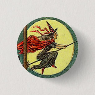 Vintage Halloween-Hexe Button