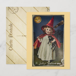 Vintage Halloween-Hexe Feiertagspostkarte