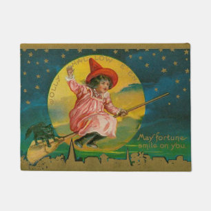 Vintage Halloween-Hexe Fußmatte