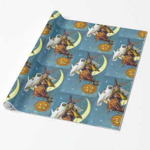 Vintage Halloween-Hexe Geschenkpapier