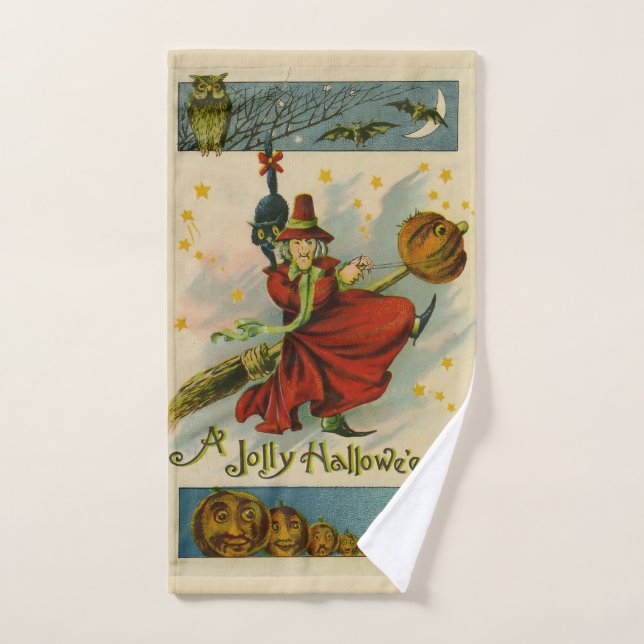 Vintage Halloween-Hexe Handtuch (Handtuch)