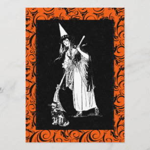 Vintage Halloween-Hexe Karte