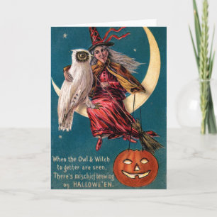 Vintage Halloween-Hexe Karte