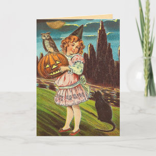 Vintage Halloween-Hexe-Karte Karte