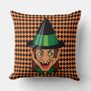 Vintage Halloween-Hexe Kissen
