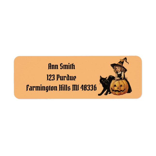 Vintage Halloween-Hexe mit Kürbis (Vorne)