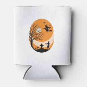 Vintage-Halloween-Hexe-Mond-Friedhof-Vektor-Desi Dosenkühler