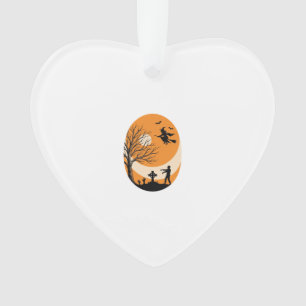 Vintage-Halloween-Hexe-Mond-Friedhofs-Vektor-Desi Ornament