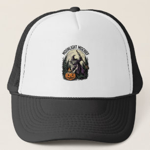 Vintage-Halloween-Hexe-Mondlicht-Streich-Grafik Truckerkappe