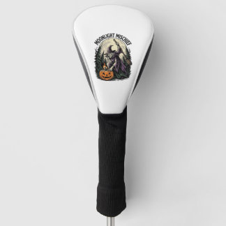 Vintage-Halloween-Hexe-Mondlicht-Unfug-Grafik Golf Headcover