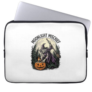 Vintage-Halloween-Hexe-Mondlicht-Unfug-Grafik Laptopschutzhülle