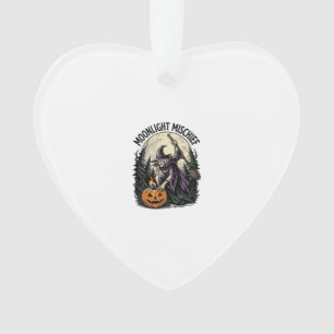 Vintage Halloween-Hexe Mondlicht Unfug Grafik Ornament