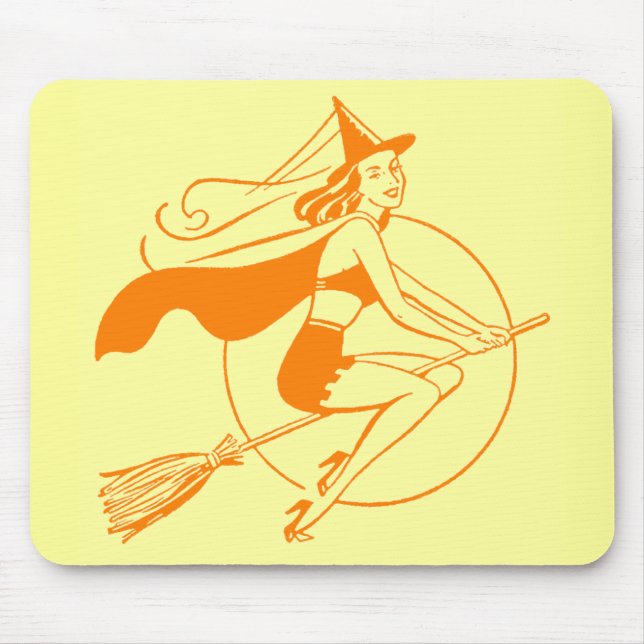 Vintage Halloween-Hexe Mousepad (Vorne)