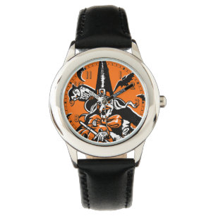 Vintage Halloween-Hexe-Owl-Illustration Armbanduhr