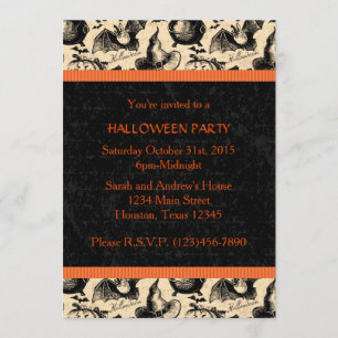 Vintage Halloween-Hexe-Party Einladung