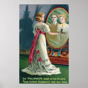 Vintage Halloween-Hexe und Frauen-Partyplakat Poster