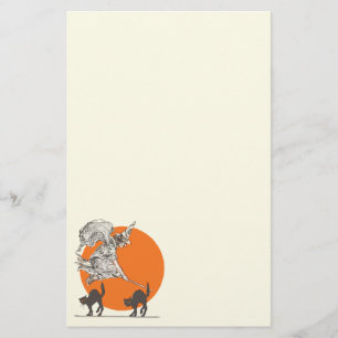 Vintage Halloween-Hexe und Katzen-Briefpapier Briefpapier