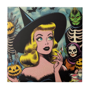 Vintage-Halloween-Hexen-Comics Fliese