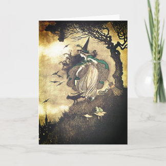 Vintage-Halloween-Hexen-Grußkarte Karte