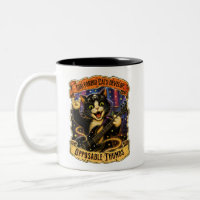 Vintage-Halloween-Hexen-Katze mit gegensätzlichem 