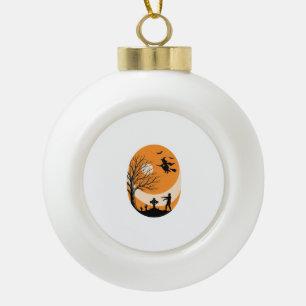 Vintage-Halloween-Hexen-Mond-Friedhof-Vektor-Desi Keramik Kugel-Ornament
