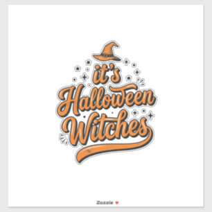 Vintage-Halloween-Hexen-Typografie-Shirt-Design_ Aufkleber