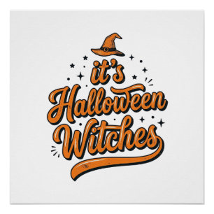 Vintage-Halloween-Hexen-Typografie-Shirt-Design_ Poster