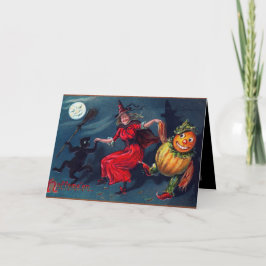 Vintage Halloween Hexenkarte Karte