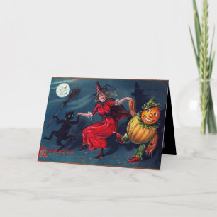 Vintage Halloween Hexenkarte Karte