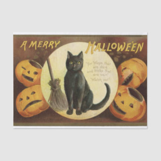 Vintage Halloween-Hexenkatze & Kürbiskins Seidenpapier