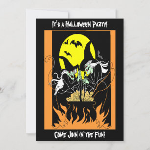 Vintage-Halloween-Hexenkessel Einladung
