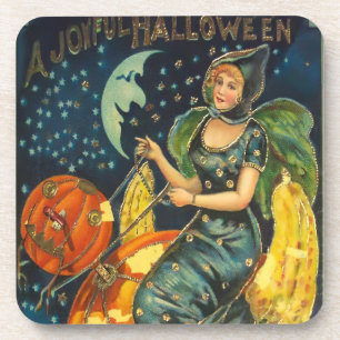 Vintage-Halloween-Hexenplakat Getränkeuntersetzer
