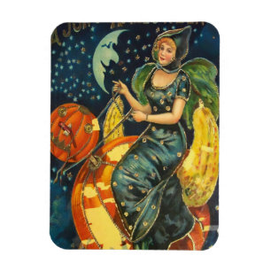 Vintage-Halloween-Hexenplakat Magnet