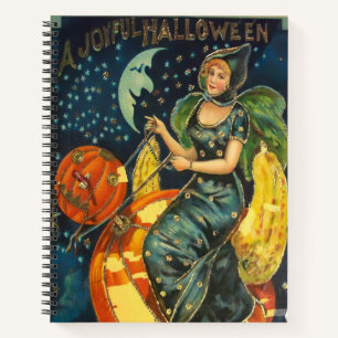 Vintage-Halloween-Hexenplakat Notizbuch