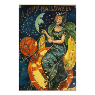 Vintage-Halloween-Hexenplakat Poster