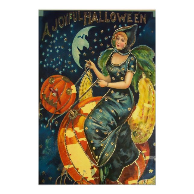 Vintage-Halloween-Hexenplakat Poster (Vorderseite)