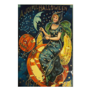 Vintage-Halloween-Hexenplakat Poster