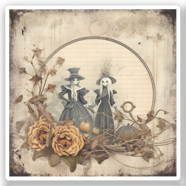 Vintage Halloween-Hexerei (12) Aufkleber (Vorderseite)
