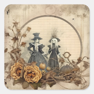 Vintage Halloween-Hexerei (12) Quadratischer Aufkleber