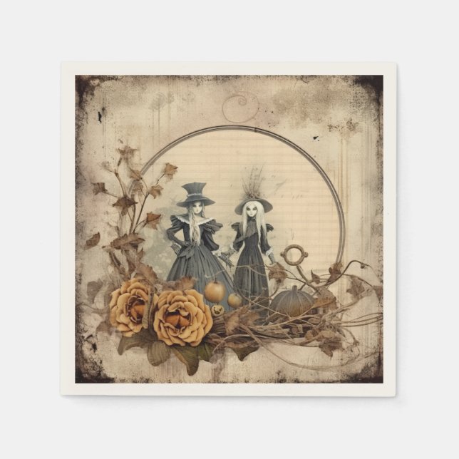 Vintage Halloween-Hexerei (12) Serviette (Vorderseite)