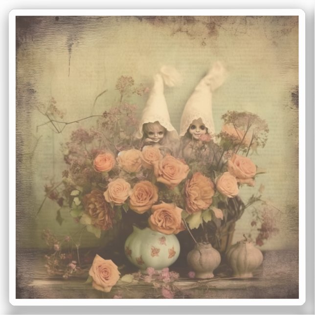 Vintage Halloween-Hexerei (2) Aufkleber (Vorderseite)