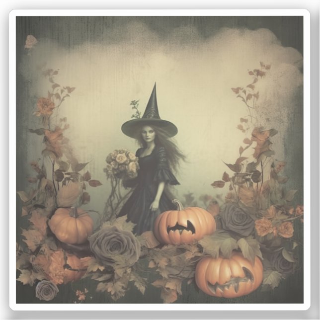 Vintage Halloween-Hexerei (3) Aufkleber (Vorderseite)