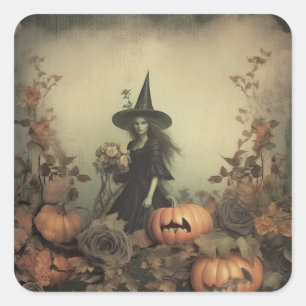 Vintage Halloween-Hexerei (3) Quadratischer Aufkleber