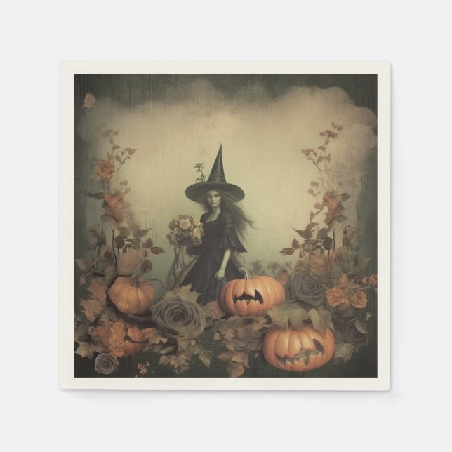 Vintage Halloween-Hexerei (3) Serviette (Vorderseite)