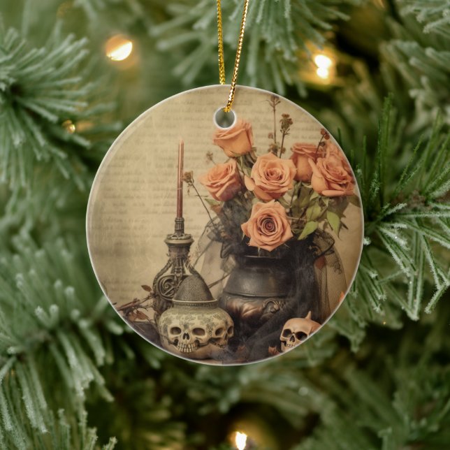 Vintage Halloween-Hexerei (4) Keramik Ornament (Baum)