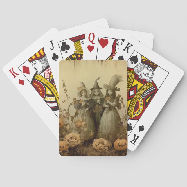 Vintage Halloween-Hexerei (5) Spielkarten (Rückseite)