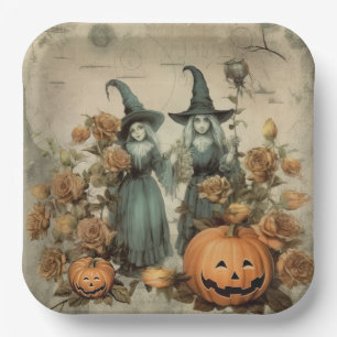 Vintage Halloween-Hexerei (6) Pappteller
