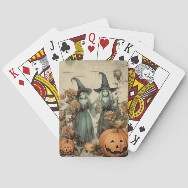 Vintage Halloween-Hexerei (6) Spielkarten (Rückseite)